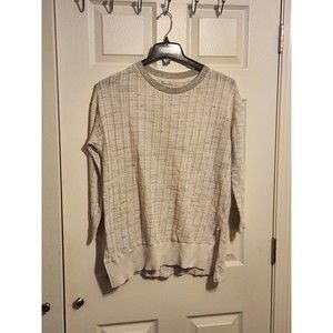 ZARA Basic Collection Women’s Ivory Knit Sweater Top Long Sleeve Slit Sides sz L